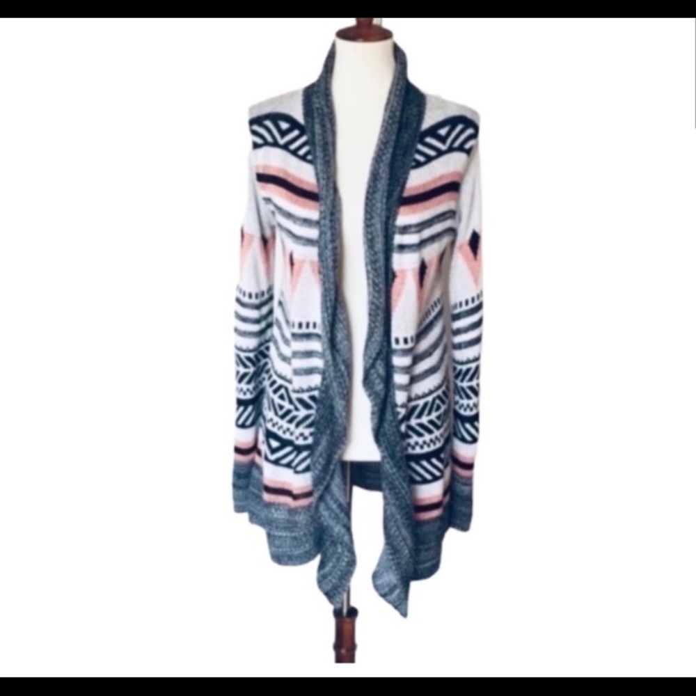 Trillium Cardigan Boho Long Sleeves Gray Peach Pink S - Picture 4 of 7